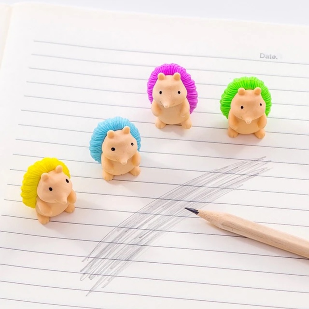 $.50 HEDGEHOG ERASER. NEW. GREEN. $.50 WITH ANY $10 ORDER OR MORE